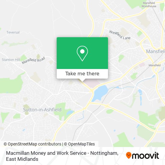 Macmillan Money and Work Service - Nottingham map