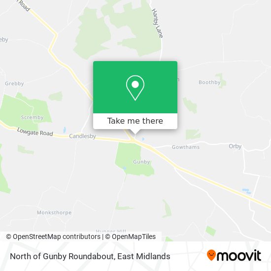 North of Gunby Roundabout map