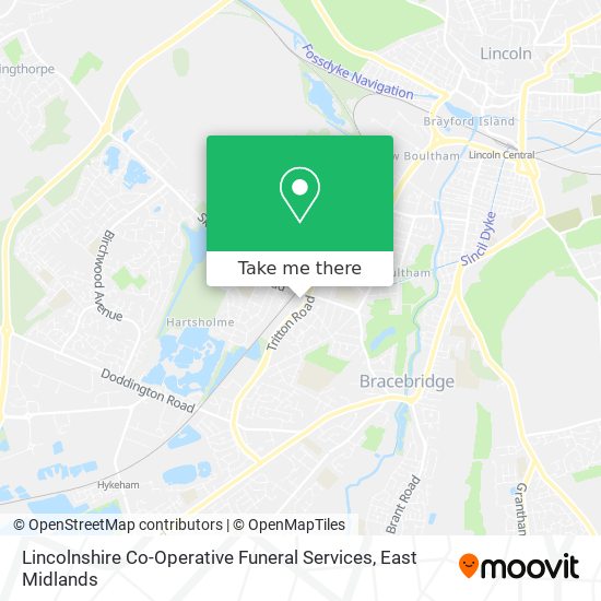 Lincolnshire Co-Operative Funeral Services map