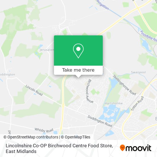 Lincolnshire Co-OP Birchwood Centre Food Store map