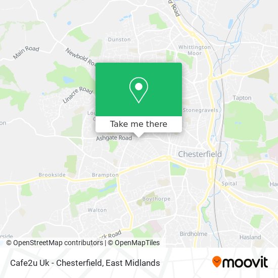 Cafe2u Uk - Chesterfield map