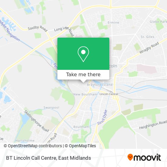 BT Lincoln Call Centre map