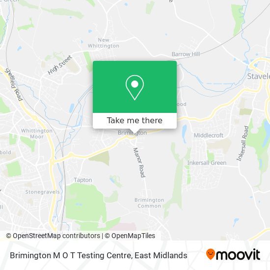 Brimington M O T Testing Centre map