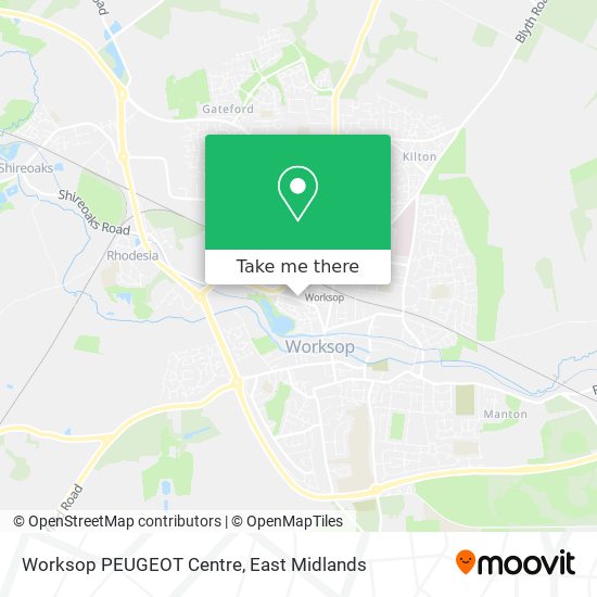 Worksop PEUGEOT Centre map