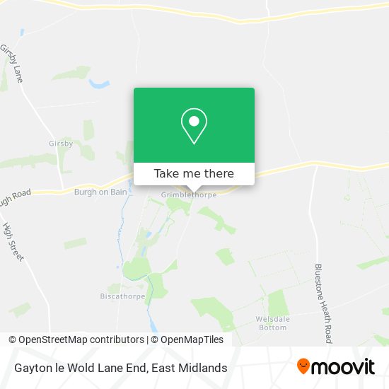 Gayton le Wold Lane End map