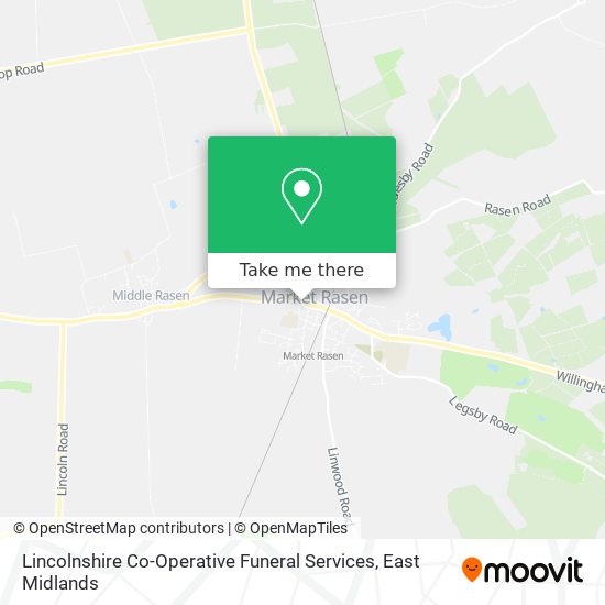 Lincolnshire Co-Operative Funeral Services map