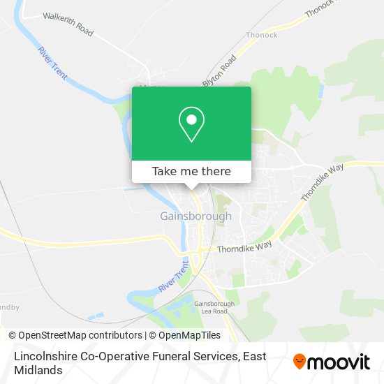 Lincolnshire Co-Operative Funeral Services map