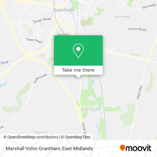 Marshall Volvo Grantham map