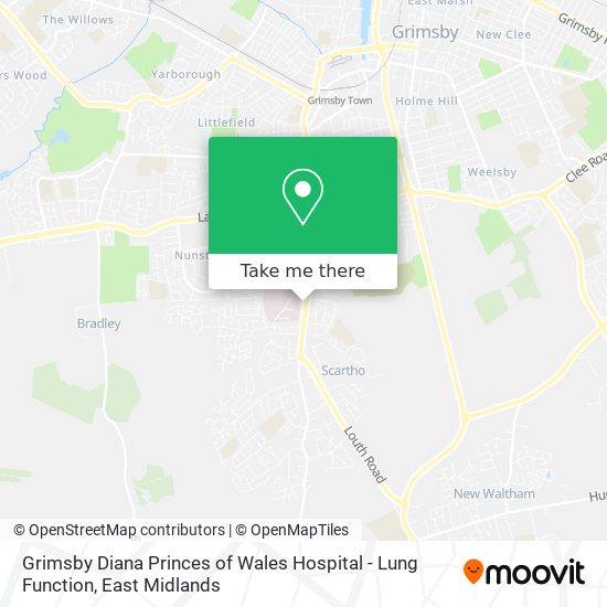 Grimsby Diana Princes of Wales Hospital - Lung Function map