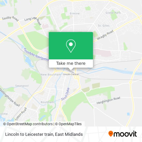 Lincoln to Leicester train map