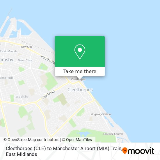 Cleethorpes (CLE) to Manchester Airport (MIA) Train map