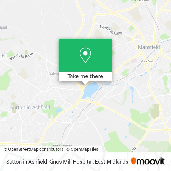 Sutton in Ashfield Kings Mill Hospital map