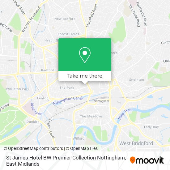 St James Hotel BW Premier Collection Nottingham map