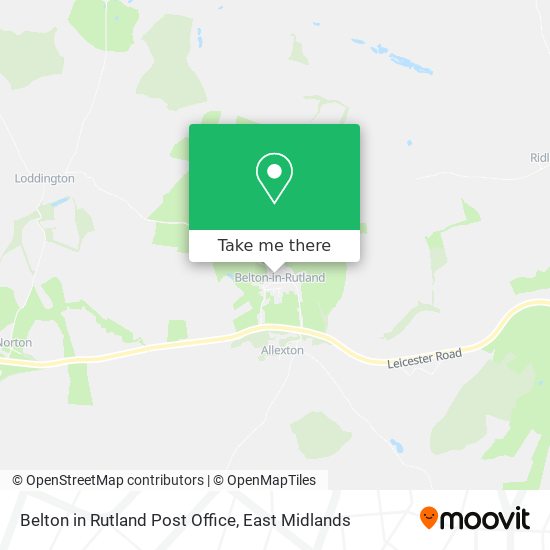 Belton in Rutland Post Office map