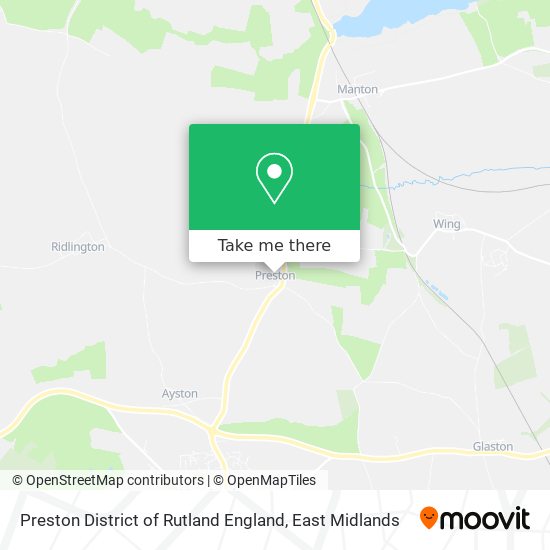 Preston District of Rutland England map