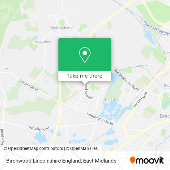 Birchwood Lincolnshire England map