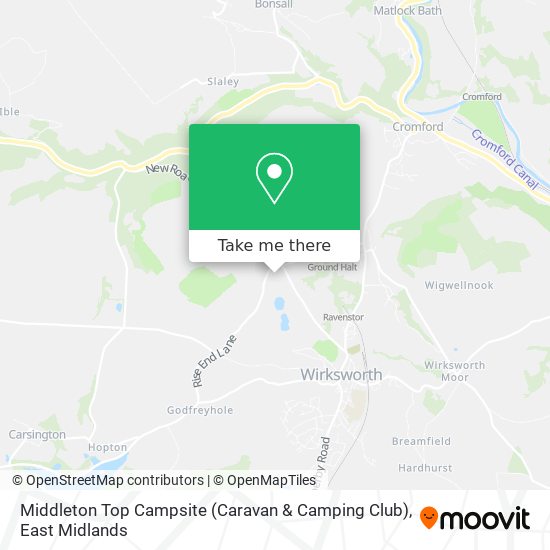 Middleton Top Campsite (Caravan & Camping Club) map