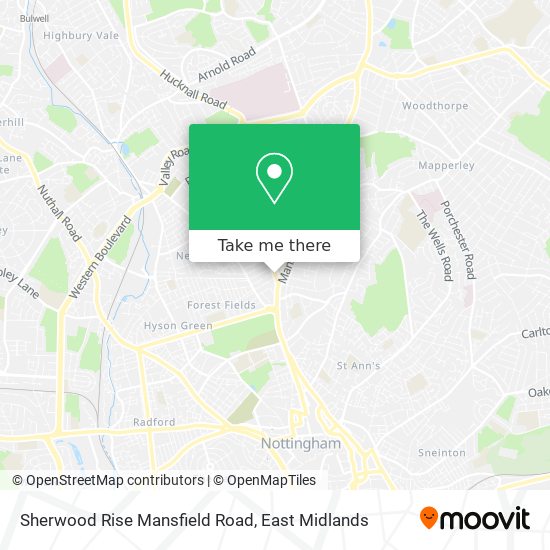 Sherwood Rise Mansfield Road map