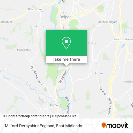 Milford Derbyshire England map