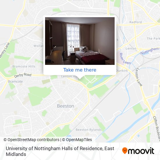 University of Nottingham Halls of Residence map