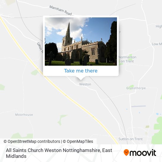 All Saints Church Weston Nottinghamshire map