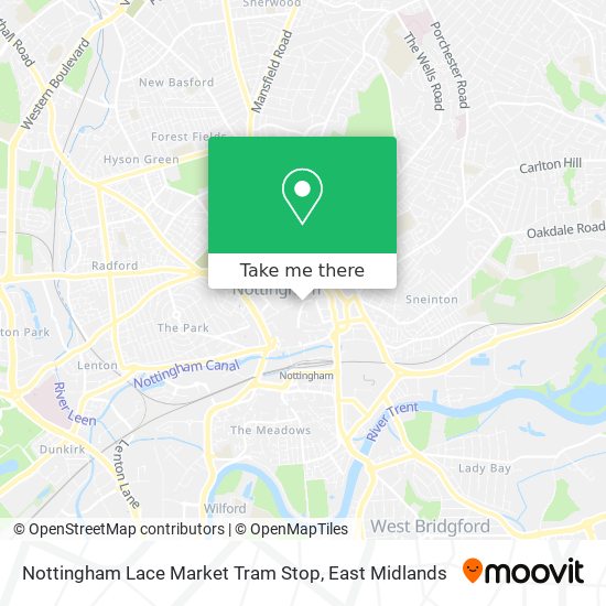 Nottingham Lace Market Tram Stop map