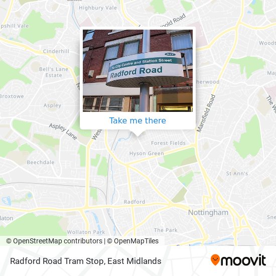 Radford Road Tram Stop map