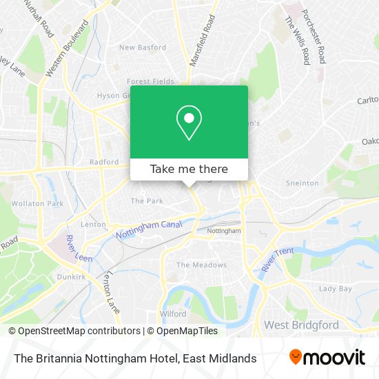 The Britannia Nottingham Hotel map