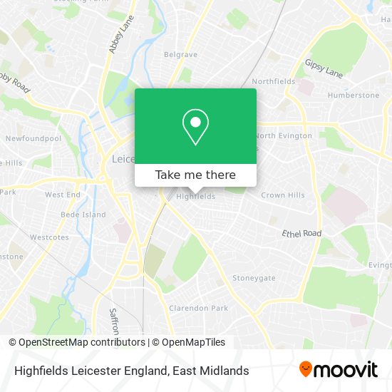 Highfields Leicester England map