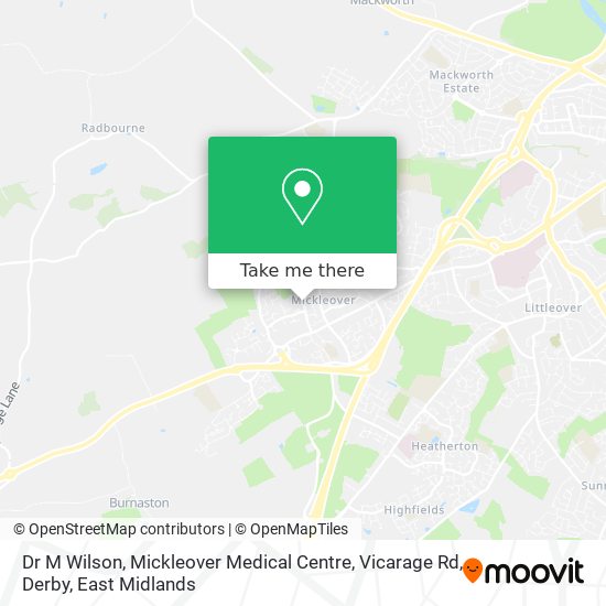 Dr M Wilson, Mickleover Medical Centre, Vicarage Rd, Derby map