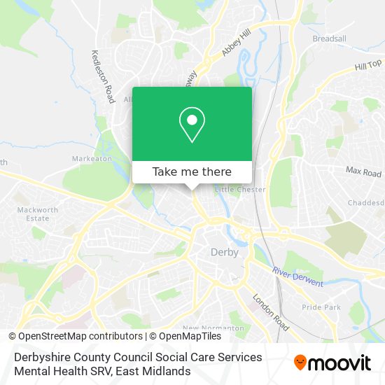 Derbyshire County Council Social Care Services Mental Health SRV map