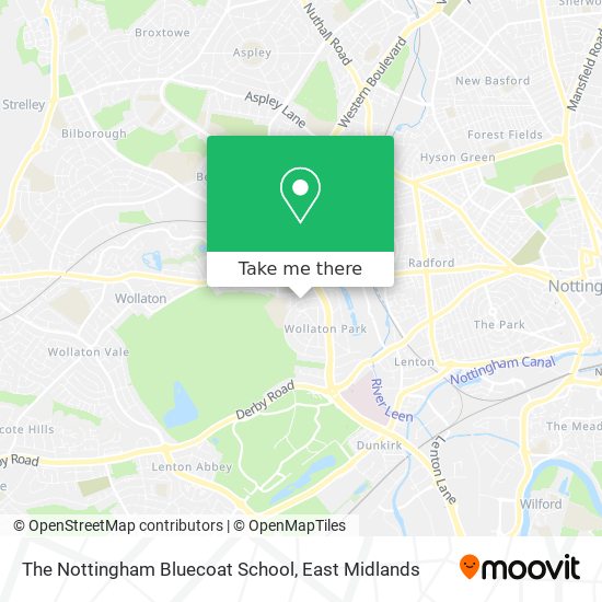 The Nottingham Bluecoat School map