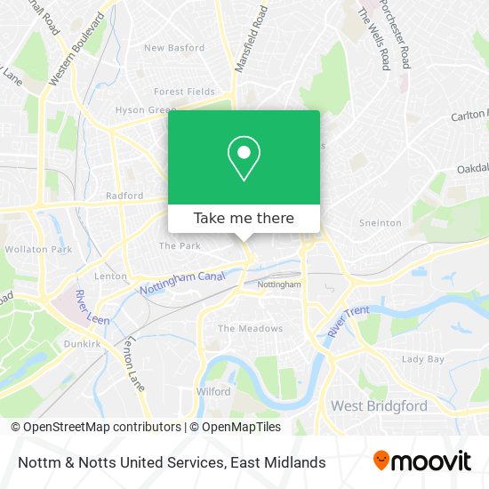 Nottm & Notts United Services map