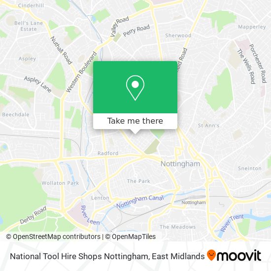 National Tool Hire Shops Nottingham map
