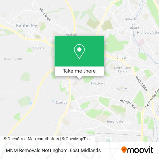 MNM Removals Nottingham map