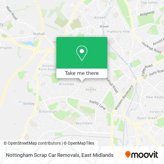 Nottingham Scrap Car Removals map