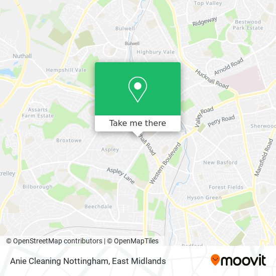 Anie Cleaning Nottingham map