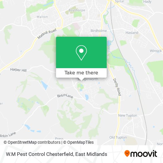 W.M Pest Control Chesterfield map