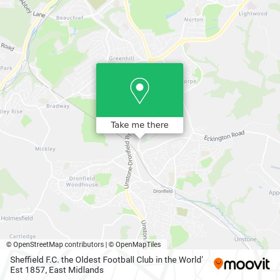 Sheffield F.C. the Oldest Football Club in the World' Est 1857 map