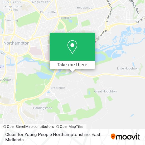 Clubs for Young People Northamptonshire map