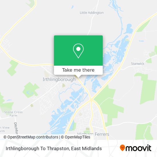Irthlingborough To Thrapston map
