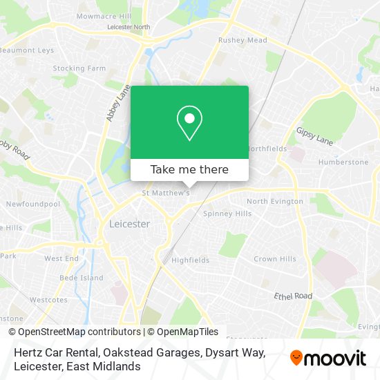 Hertz Car Rental, Oakstead Garages, Dysart Way, Leicester map