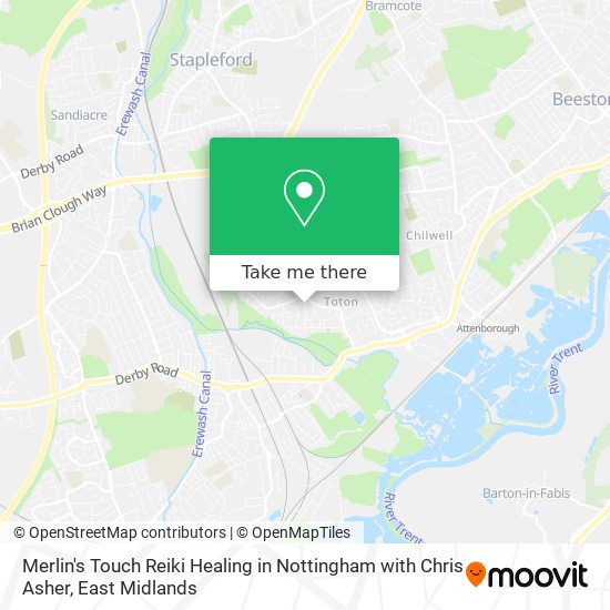 Merlin's Touch Reiki Healing in Nottingham with Chris Asher map