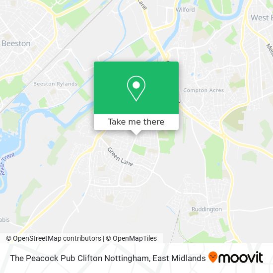 The Peacock Pub Clifton Nottingham map