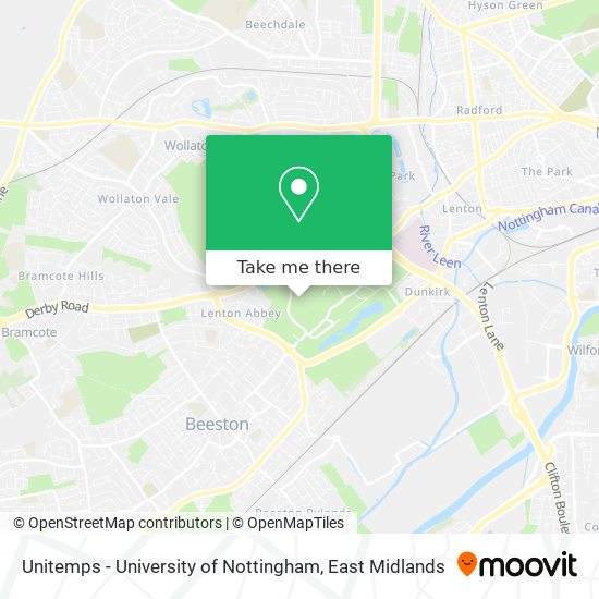 Unitemps - University of Nottingham map