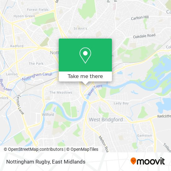 Nottingham Rugby map