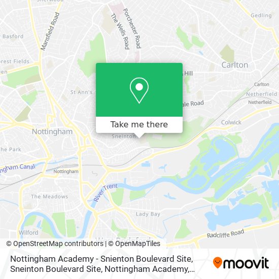 Nottingham Academy - Snienton Boulevard Site, Sneinton Boulevard Site, Nottingham Academy, Sneinton map