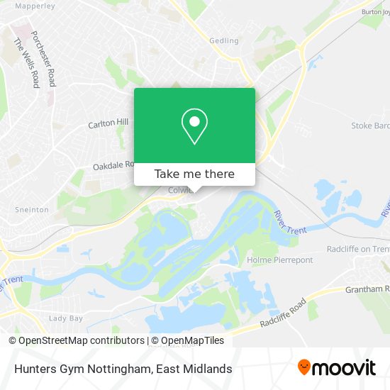 Hunters Gym Nottingham map