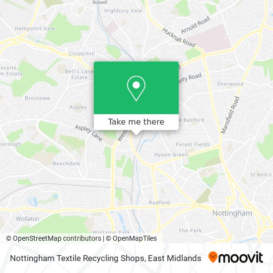 Nottingham Textile Recycling Shops map