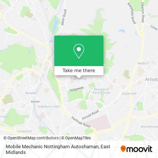 Mobile Mechanic Nottingham Autoshaman map